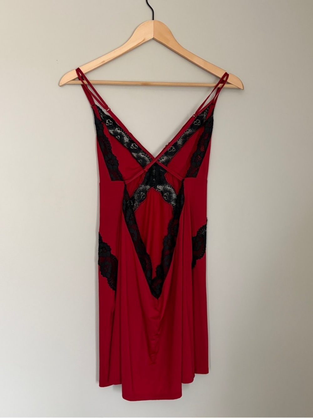 Y2K La Senza low back red mini slip dress with lace trim - Picture 6 of 8